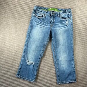 Refuge Distressed Medium Wash Crop Jeans Womens Size 9 FK-3012CR Stretch Denim